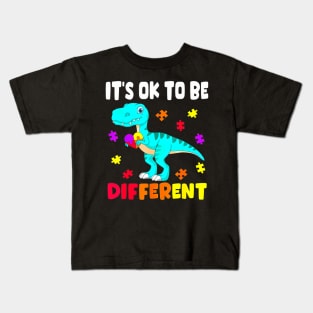 Autism Awareness Its Ok To Be Different Autism Dinosaur Kids T-Shirt